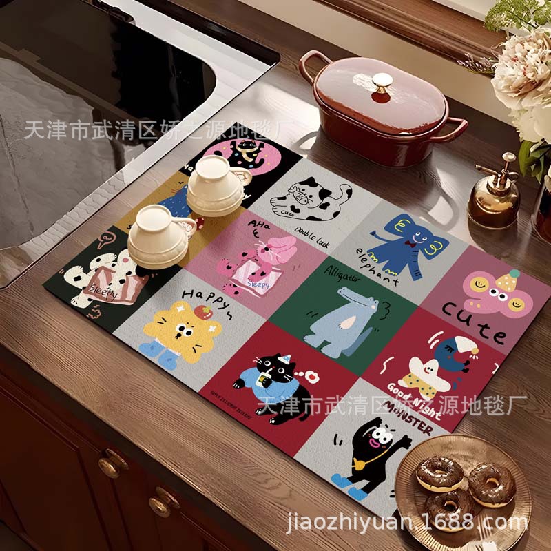 Almohadilla de drenaje transfronteriza, lodo de diatomeas, fácil de cuidar, almohadilla absorbente, encimera de escritorio de cocina, almohadilla de aislamiento antiescaldado, suministro directo de fábrica