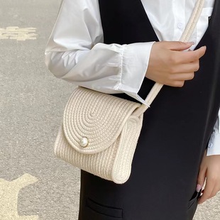 (Wholesale), summer woven cute bag strap handmade pearl, one-shoulder bag