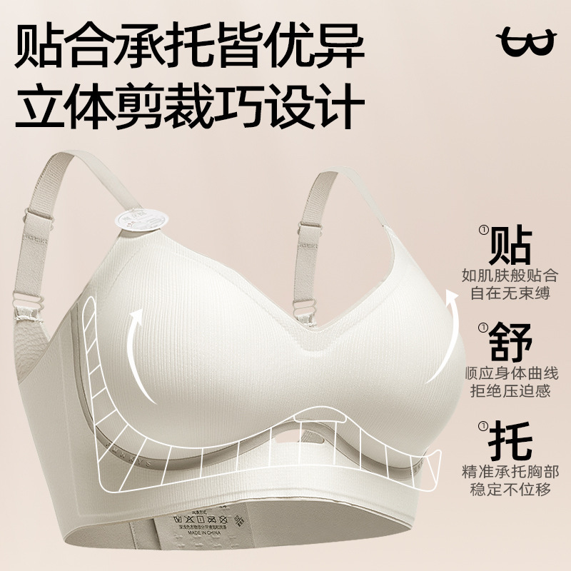 无痕全固定杯小胸聚拢内衣女无钢圈收副乳防下垂无磁调整型文胸罩|undefined