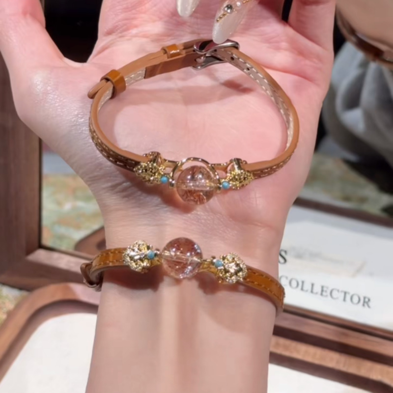 Original Design Natural Gold Foil Koi Glue Flower Watch Strap Bracelet Feminine High-End Cross-Border Live Broadcast Hot Wholesale