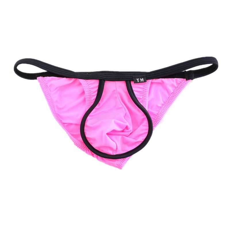 Men's Briefs Breathable High Elastic Ice Silk Low Waist U Convex Bag Sexy Thin Waist U Ring Men's Triangle Bikini