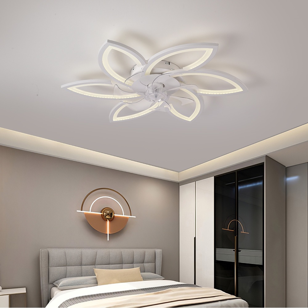 Ventilador de Techo con Luz de Aluminio y Plástico con Control Remoto y App para Sala de Estar y Dormitorio