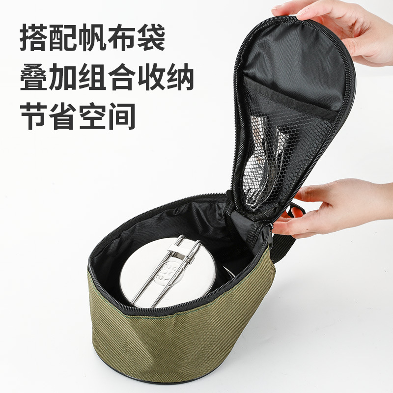 Ensaladera de acero inoxidable 304 portátil plegable picnic montañismo ensalada taza camping al aire libre vajilla traje camping tazón