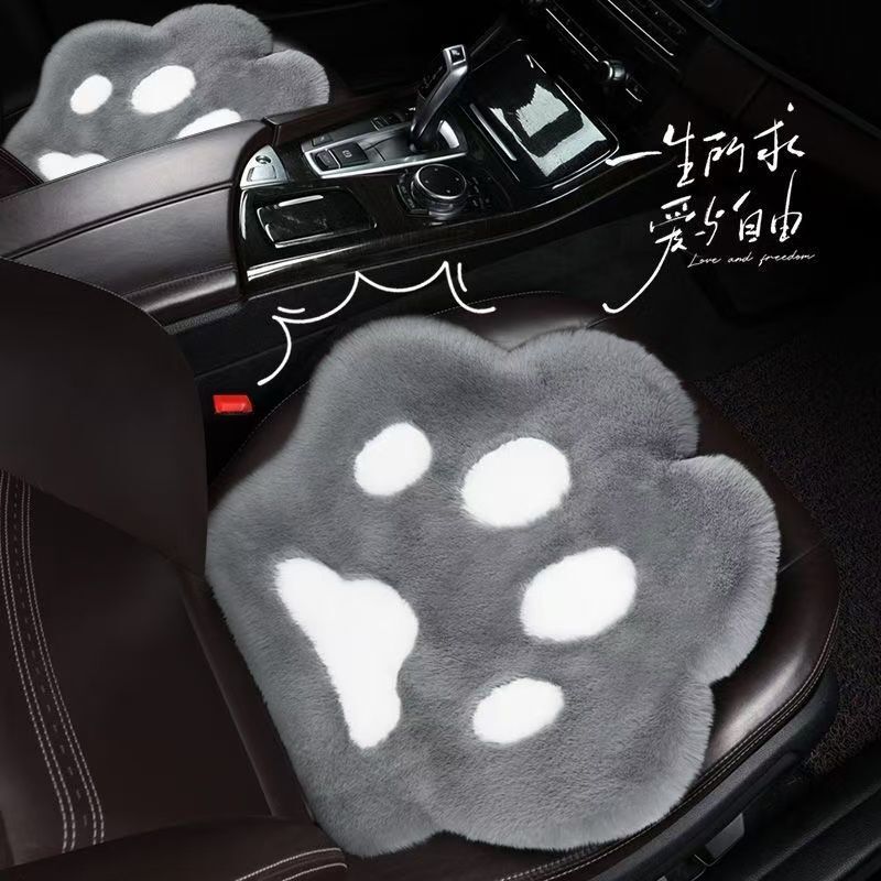 Car Seat Cushion Winter Warm Plush Mat Cute Short Plush Car Interior Mat for Girls Internet Celebrity Cat Paw Plush Mat Universal Car Seat Cushion Winter Warm Plush Mat Cute Short Plush Car Interior Mat for Girls Internet Celebrity Cat Paw Plush Mat Universal