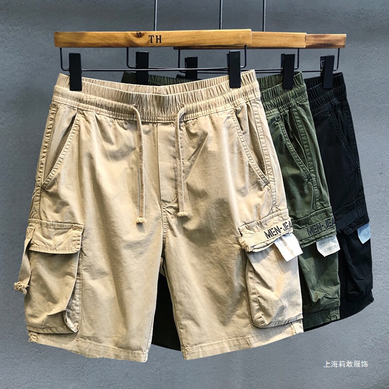 Yuwenle Multi-Pocket Tooling Shorts Men's American Style Retro Loose Stretch Pants Mid-Pants Summer