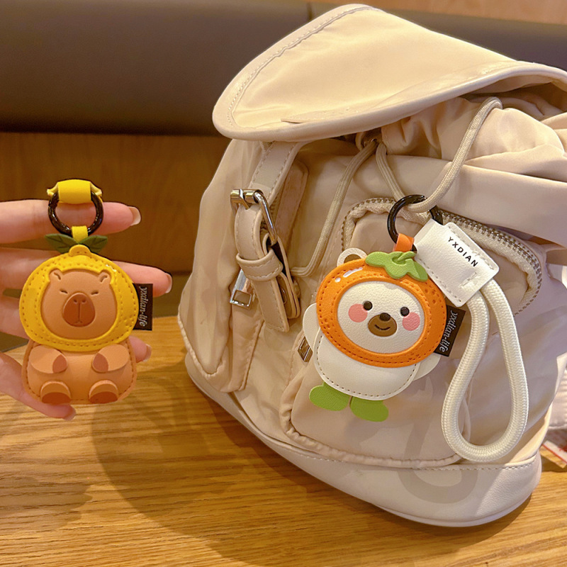 クリエイティブカピバラ小さなペンダント漫画革かわいい動物絶妙なカップルバッグ小さなギフト車のキーホルダー|undefined