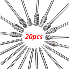 20pc件套鎢鋼磨頭套裝硬質合金雙槽旋轉銼刀3*3mm3*6mm10pc磨頭