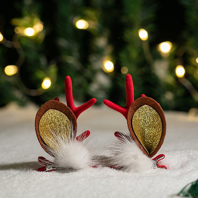 Adorable cabello de Navidad corno de ciervo cinco estrellas cabeza de banda de cabello de Navidad para niños corpos de cabello de decoración accesorios clipes de cabello