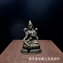 绿度母铜牌佛像吊坠仿古藏式小佛像古铜色做旧工艺品挂件桌面摆件