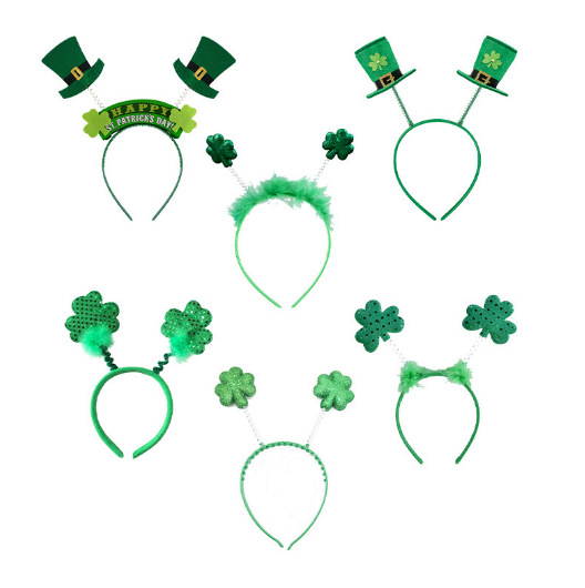 Amazon nuevo día de San Patricio cabeza hebilla vestido fiesta trébol irlandés sombrero lentejuelas diadema