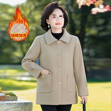 新款秋冬妈妈装加棉毛呢外套中年高级中国风爆款洋气宽松加厚大衣