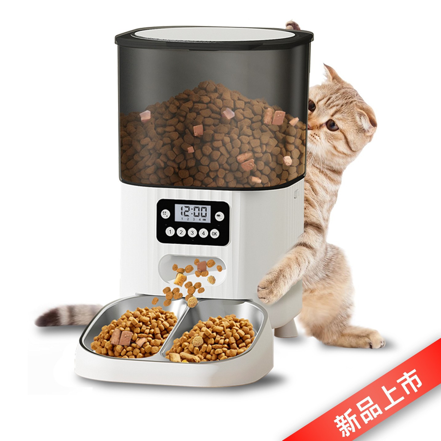 Nuevo comedero automático para gatos, tazón para perros, tazón para mascotas, comedero doble de gran capacidad de 4.5L para múltiples mascotas, producto de venta caliente transfronterizo