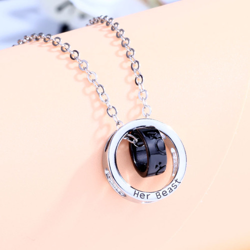 Couple Necklace Korean Version Student Long Distance Relationship Magic Pendant Chinese Valentine's Day Necklace Beauty and the Beast Valentine's Day Gift