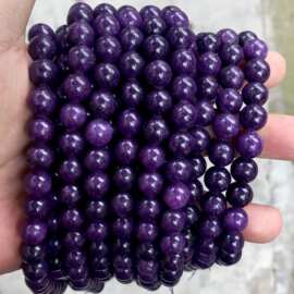 7A天然石深紫晶圆珠diy手工半成品散珠配件饰品跨境热卖水晶批发