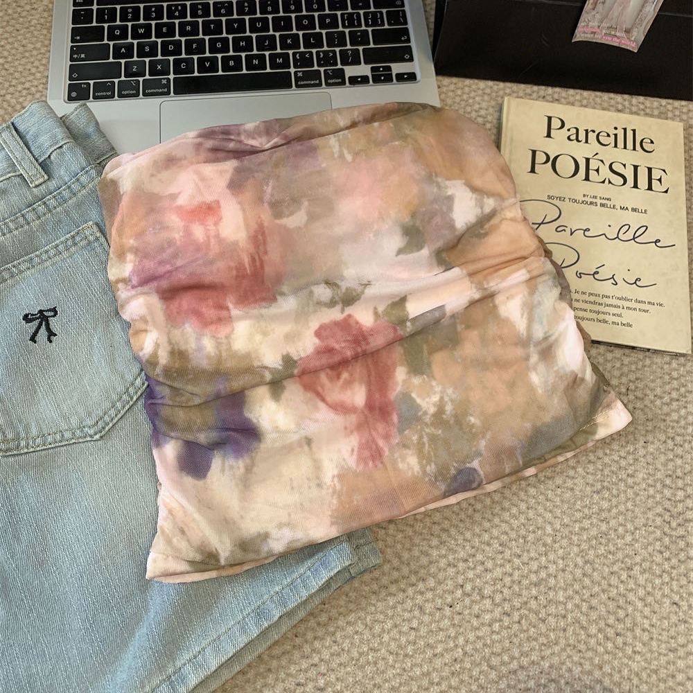 Nueva impresión de malla de estilo tailandés caliente alta elástica antideslizante para el pecho de la moda femenina delgada interior irregular arrugado universal