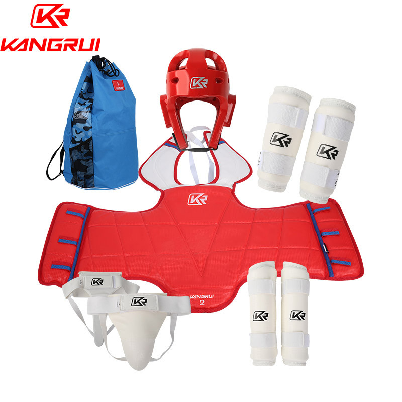 Cruz-frontera kgrui taekwondo protección engranaje conjunto de cinco piezas transpirable resistente al desgaste pu niños adultos equipo de fitness conjunto completo de equipo de protección