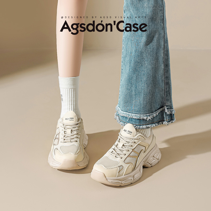 Augustion zapatos de papá de suela gruesa para mujer 2025 nuevo estilo de malla de verano zapatos deportivos casuales ligeros zapatos para correr para estudiantes