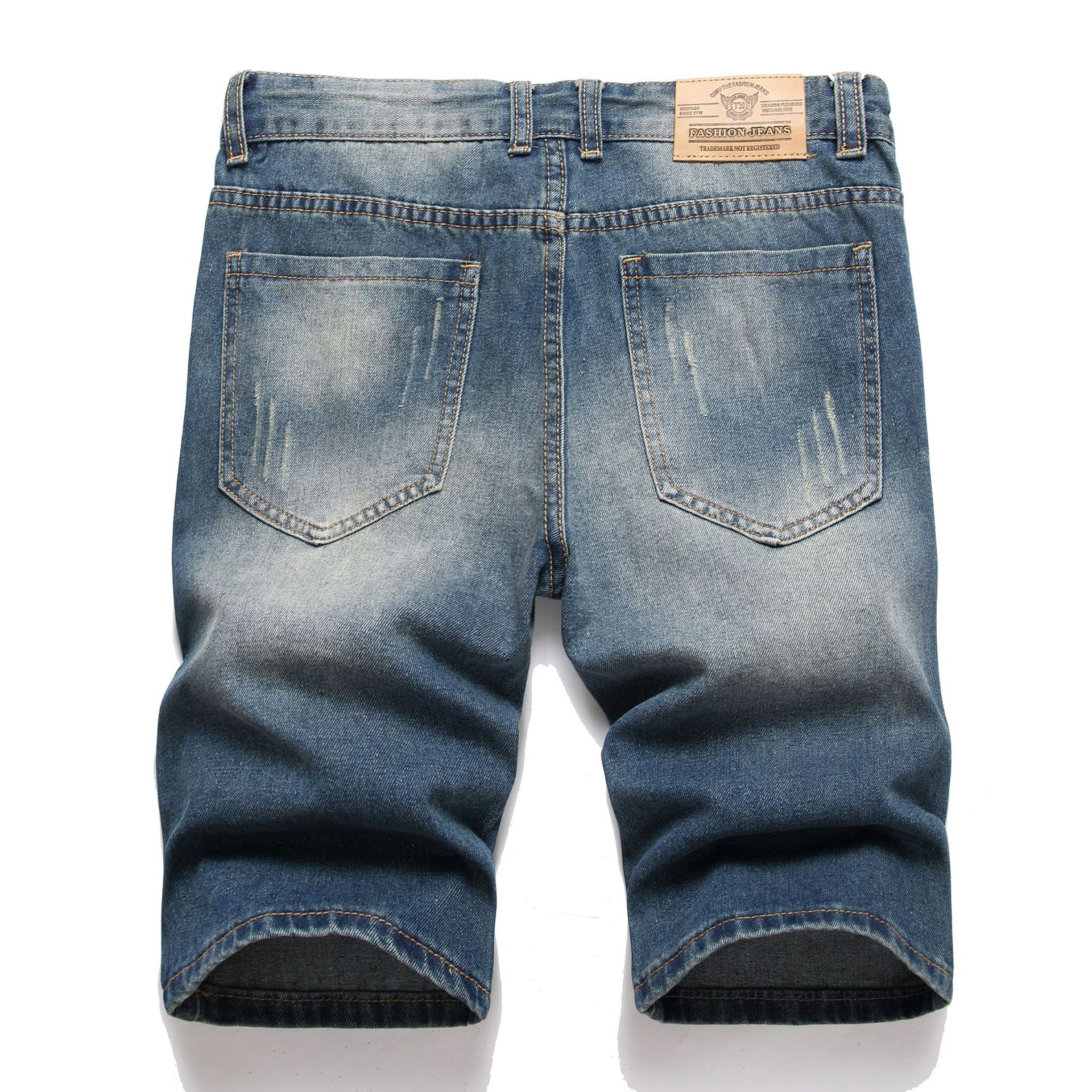 Men's Clothing Ripped Denim Shorts New Style Distressed Patches Capri Pants Supply_mkmklike.com