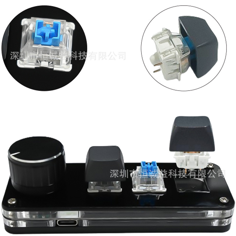 3-Key Knob Custom Keypad for Quick Copy and Paste, Programmer Office, Music Game, Full Selection, Rgb Backlight, Optical Axis