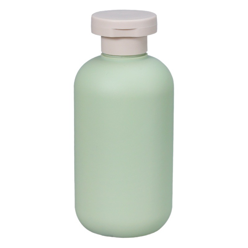 PE felpa material blando verde sub-embotellado botella de loción de presión 200ml desinfectante de manos botella de gel de ducha botella de plástico 500ml