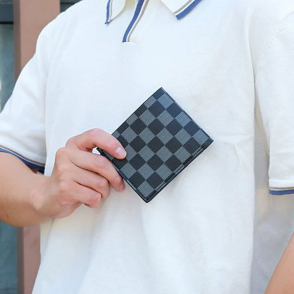 Gray square short wallet