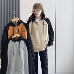 plus size hooded vests women in autumn 2024 new fat mm200 kg slimming simple solid color casual pullover