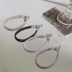 潮牌ins辣妹細閃手機殼鏈條高顏值帶鑽手機短款掛鏈吊墜相機鏈條