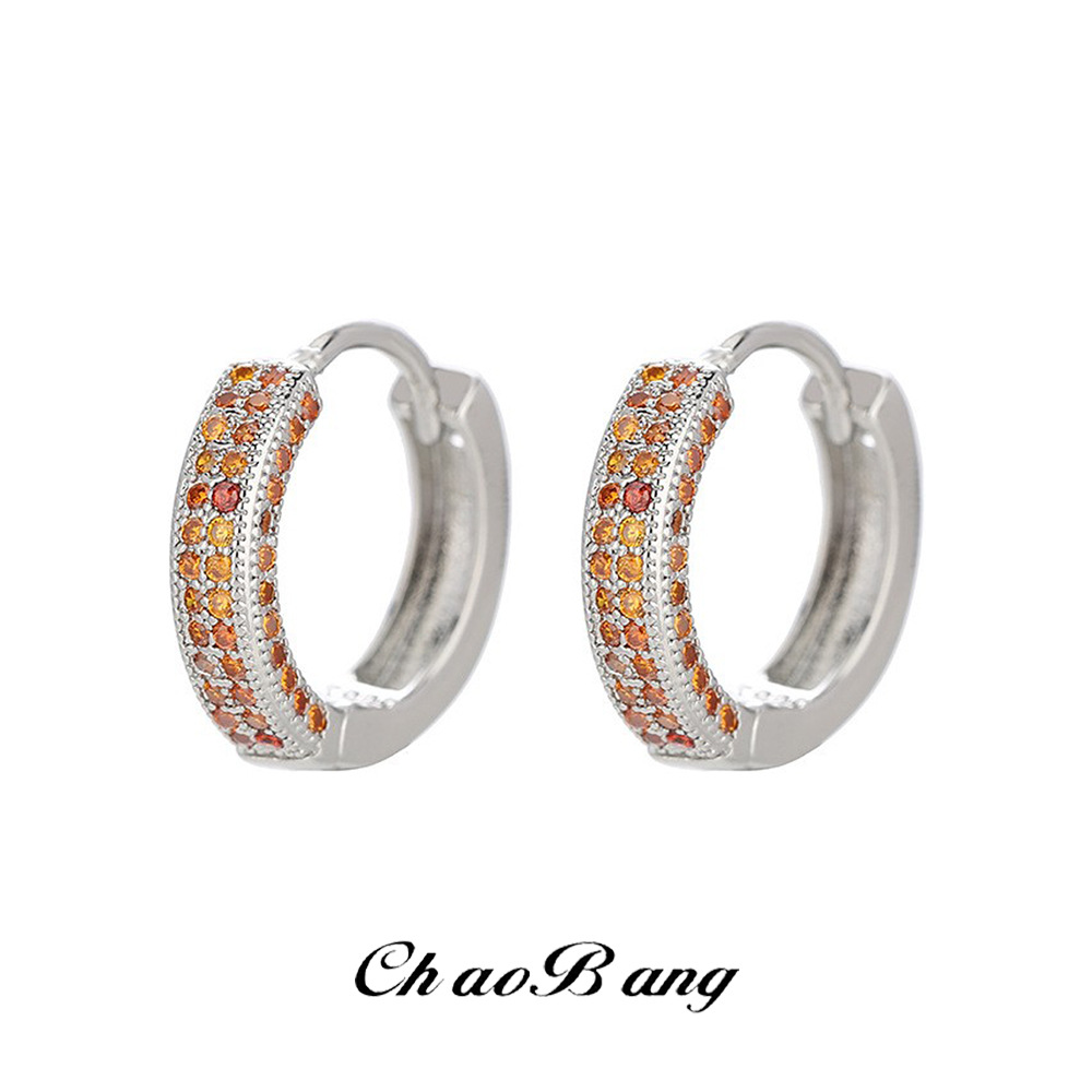 Full Diamond Earrings for Men, Cross-Border Hot Selling European and American Hip-Hop Fashion Trendy Personalized Earrings for Women, High-End Versatile Jewelry Wholesale