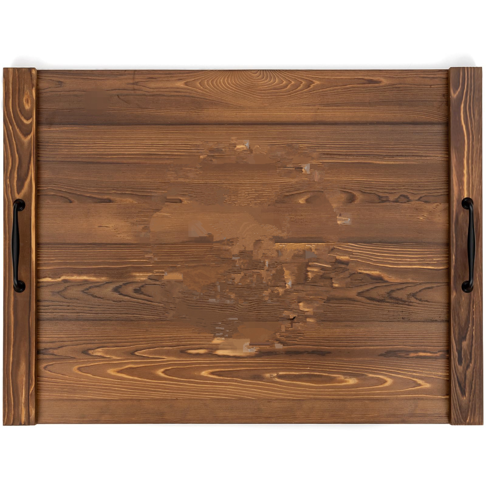 Bandeja de almacenamiento carbonizada de pino retro, mesa de centro de sala de estar, bandeja de té de madera, mesa de comedor, bandeja de frutas, decoración