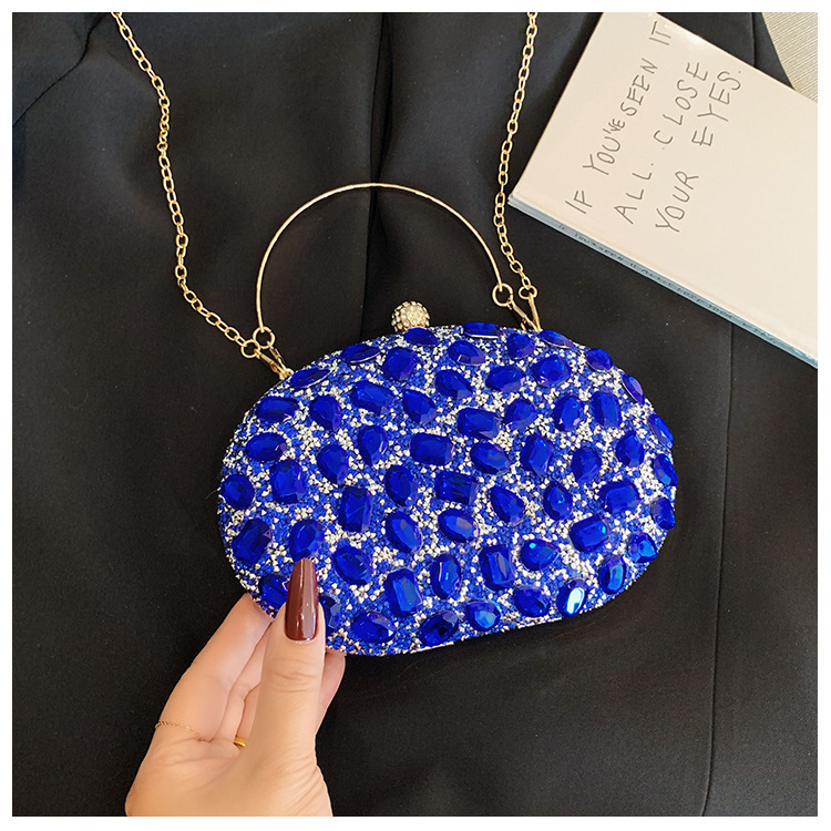 Nueva bolsa de cena de lujo ligera con diamantes, bolsa de moda para banquetes de bodas, bolsa de acrílico con diamantes completos