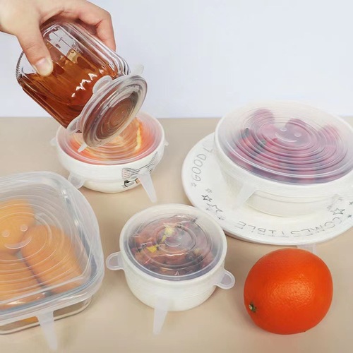 Silicone Food Storage Cover Set of 6 Food-Grade Silicone Covers Stretchable Sealing Fruits and Vegetables Kitchen Refrigerator Preservation