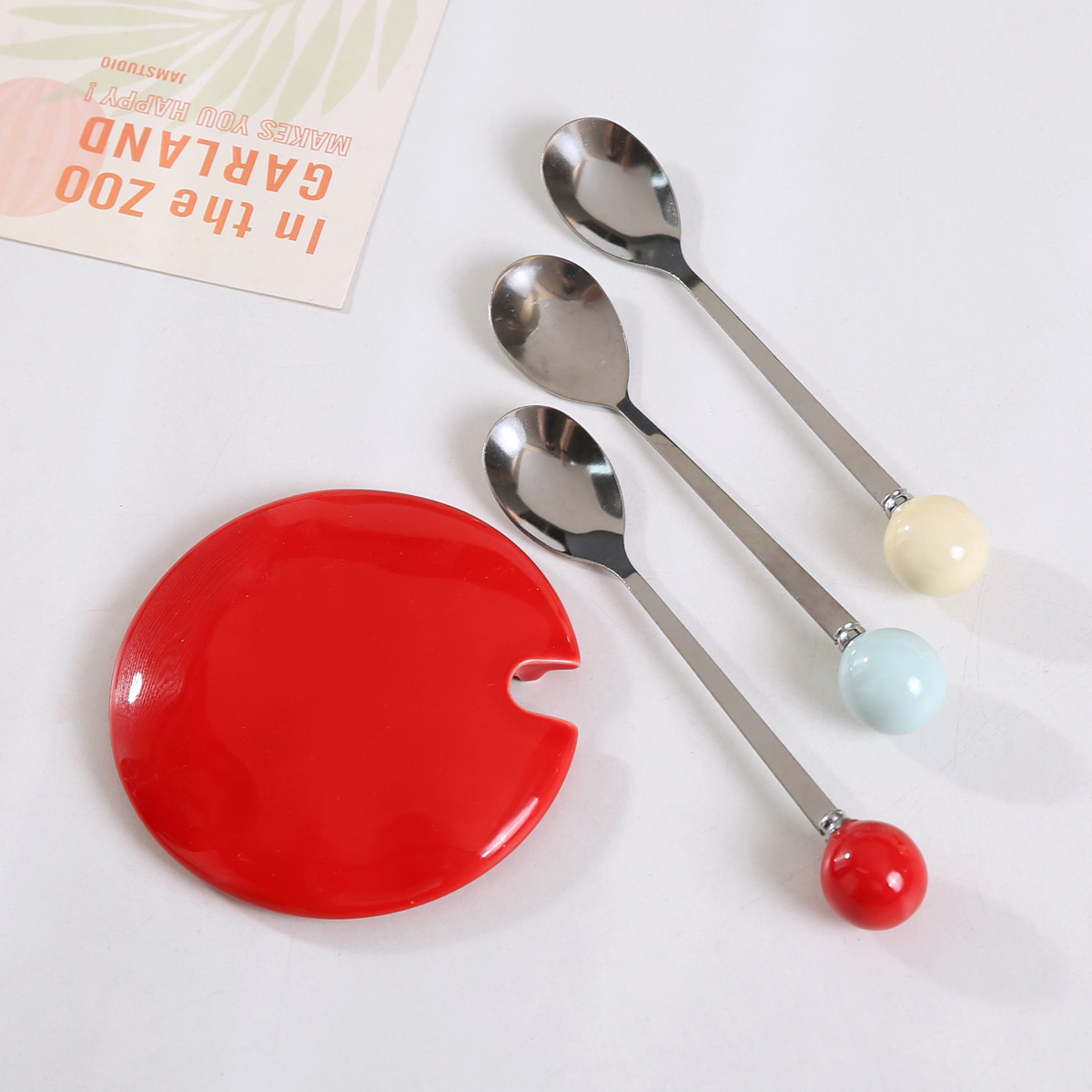 Casual Lindo Multicolor Color Sólido Cerámica Cuchara Taza 1 Juego display picture 1