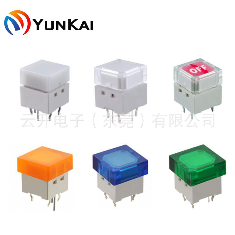 10*10方形SPST  B3W-9000-HG1C可印字发光按钮 带灯按键开关