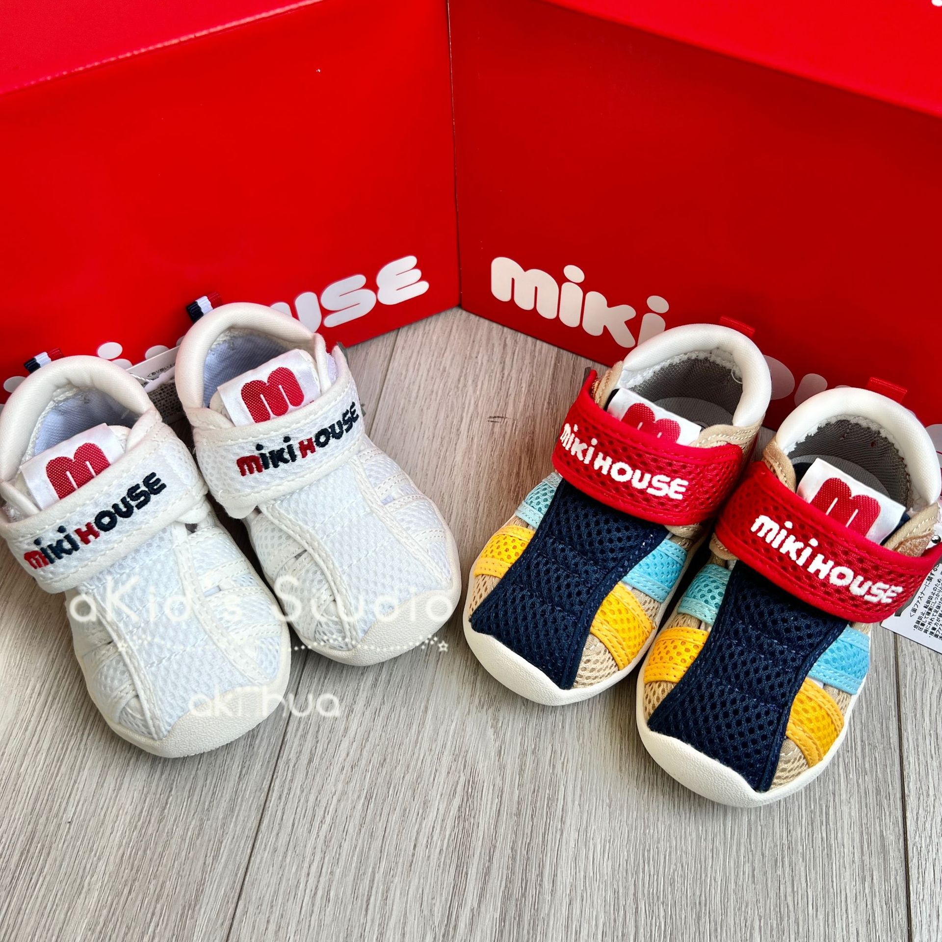 Japanese single foreign trade children's shoes miki yuan summer breathable mesh hook and loop sandals wading shoes functional sole beach shoes