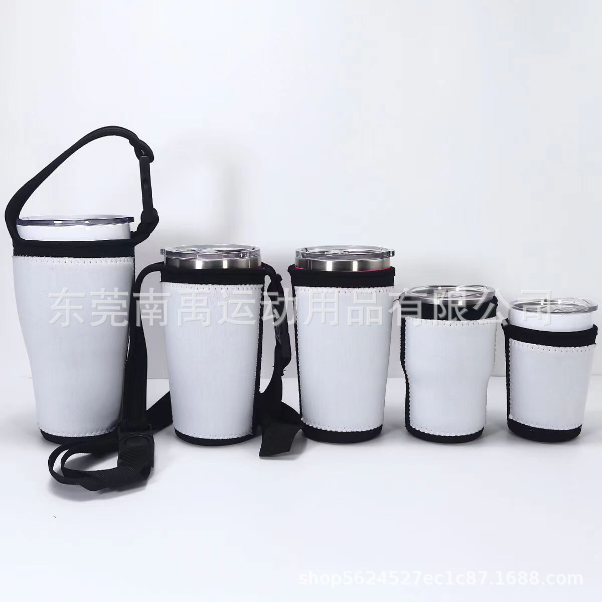 双层白色DIY30oz汽车车载冰霸杯套潜水料热升华白色肩带咖啡杯