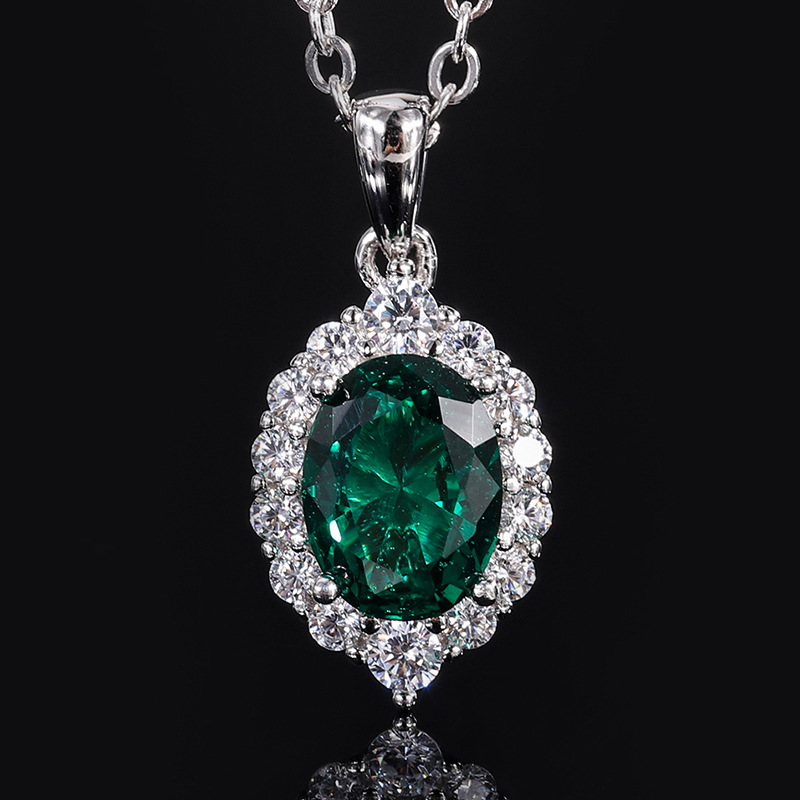 Zhuang Sheng joyería nueva S925 todo el cuerpo traje de plata color simulación tesoro pequeño huevo de paloma colgante piedra principal 6*8