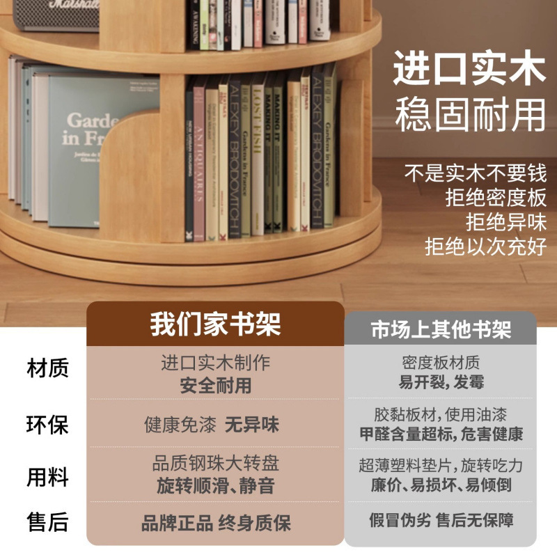 一件起批实木旋转书架落地省空间绘本收纳架简易小书柜客厅置物架|undefined