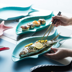 北欧高颜値陶磁器料理皿家庭用蒸し魚皿洋食皿個性龍魚皿クリエイティブ食器卸売り