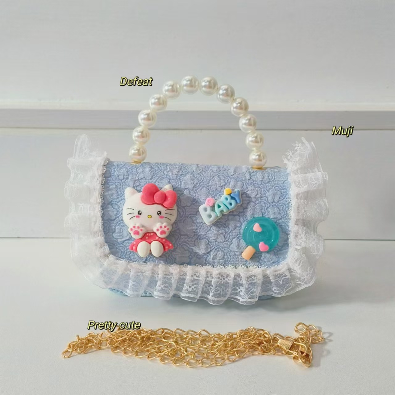Bolso de perla bolso de hombro bolso de cambio bolso de princesa bolso de caricatura gato KT bolso de niños bolso de cadena bolso pequeño