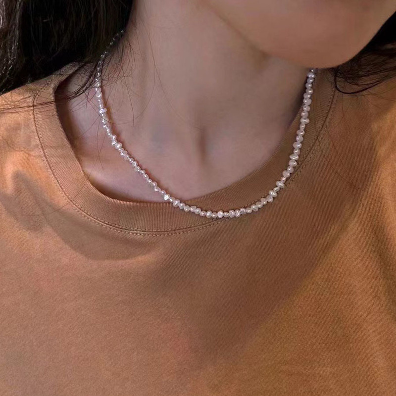 バロック異形淡水小真珠ネックレス女性韓国版ファッション異形小粒子淡水真珠シンプルネックチェーン|undefined