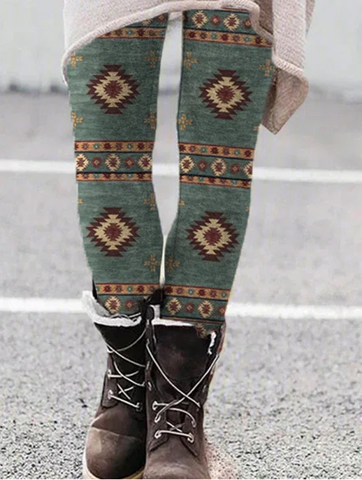 Damen Leggings Mit Buntem Joker-print Und Elastischem Bund_voghion.com