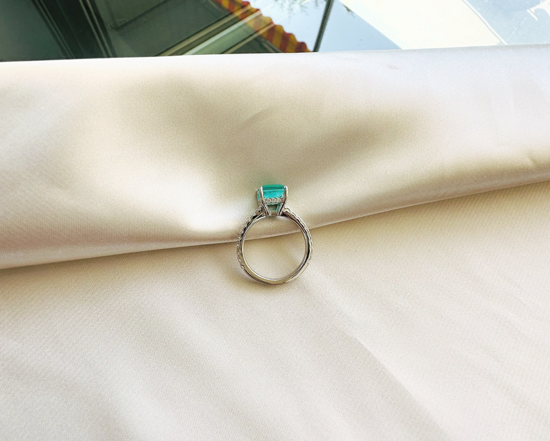 Artificial Gemstones Inlay Material 925 Sterling Silver Artificial Gemstones Square Rings