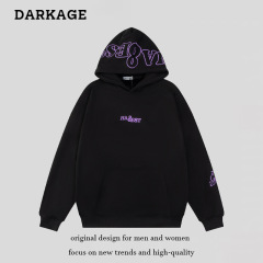 国潮高街のアルファベット刺繍とベルベットの帽子付きのガーディアンは、男性と女性の同じタイプのファッションブランドのゆるいカジュアルなヒップホップのフードを着ています