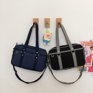 Student pleated skirt, Japanese shoulder bag for students, solid color one-shoulder bag, Lolita style