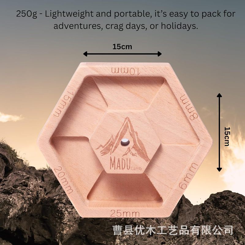 便携式指板六边悬挂板紧凑型一体式握力训练工具木制攀岩锻炼板|undefined