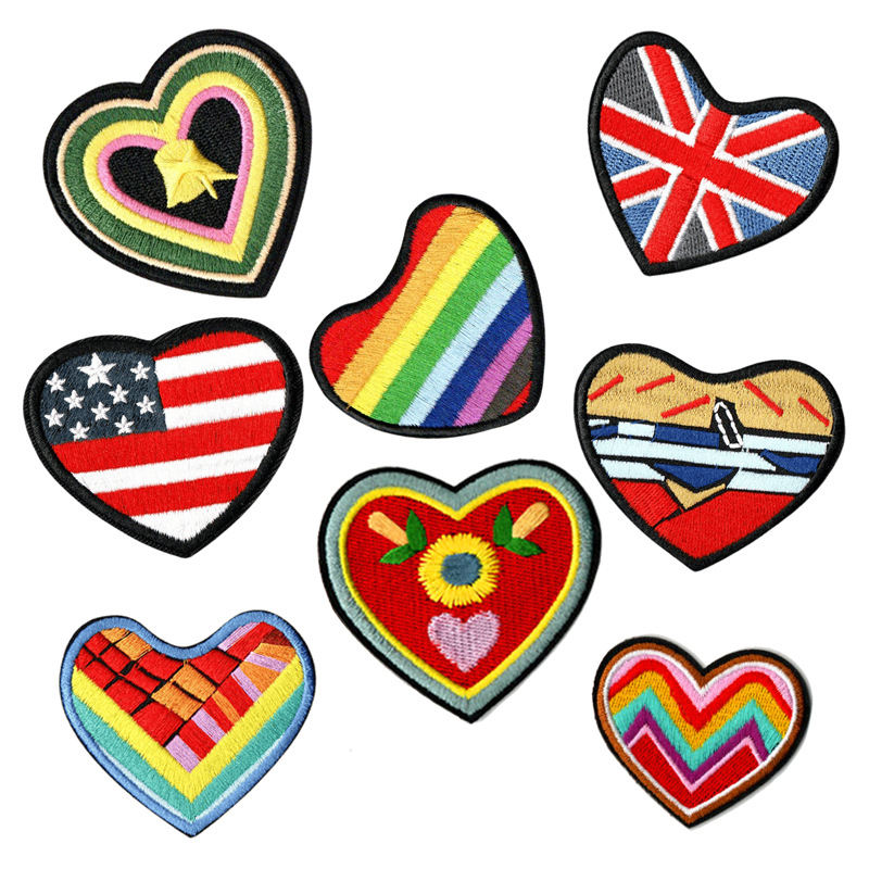 原创电脑刺绣爱心布贴补丁衣服床单破洞刺绣补贴百搭个性时尚diy