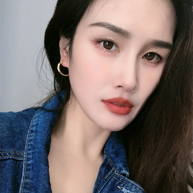 磨沙金属风肌理感耳圈电镀18K真金时髦C形耳圈网红风质感耳饰品|undefined