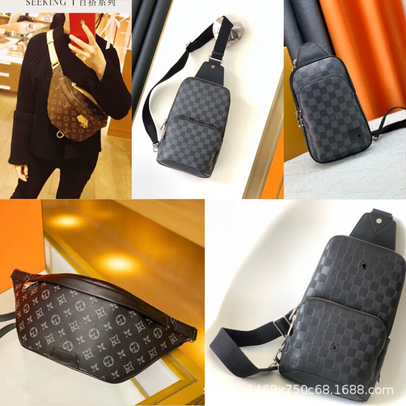 26-Year-Old m Lv Men's Waist Bag Chest Bag Single Shoulder Crossbody Messenger Bag Handbag Women's Hanging Bag Genuine Leather European and American Retro