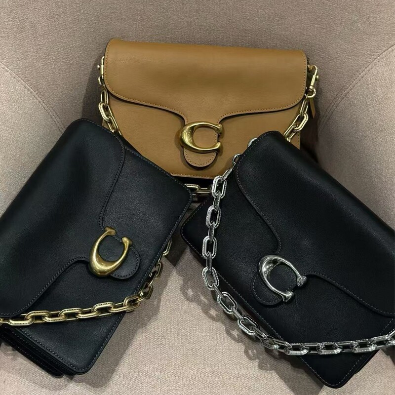 Kou's New Chain Soft Tabby Chain Shoulder Underarm Bag Genuine Leather Crossbody Portable Women's Bag with C- shaped Buckle
