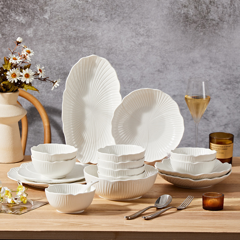High-End Underglaze White Ceramic Tableware Plates, Dish Plates, Household Salad Bowls, Western-Style Hotel Tableware Sets High-End Underglaze White Ceramic Tableware Plates, Dish Plates, Household Salad Bowls, Western-Style Hotel Tableware Sets